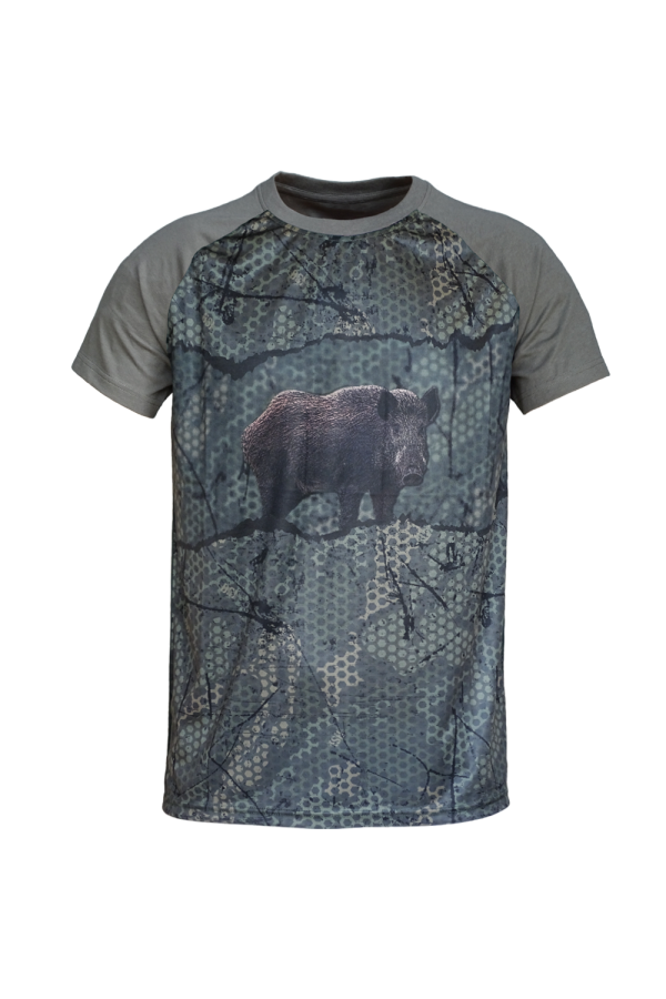 CAMISETA  "FOREST-PRINT" CAQUI 3D JABALÍ