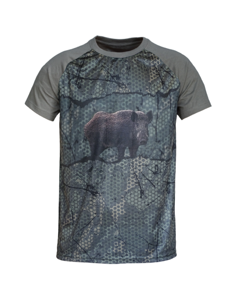 CAMISETA  "FOREST-PRINT" CAQUI 3D JABALÍ