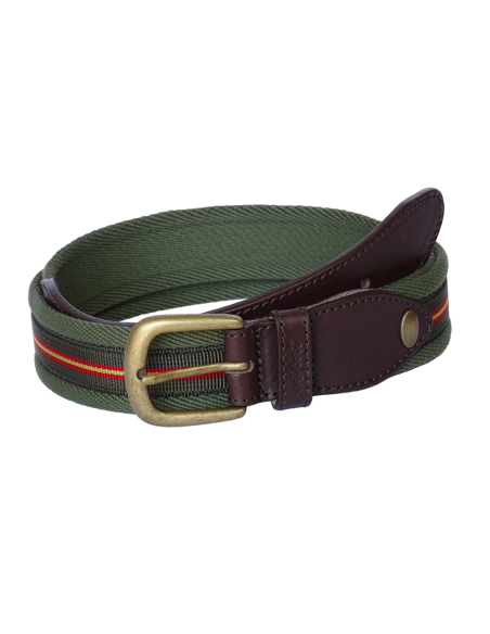 CINTURÓN "BANDERA" LONETA/PIEL CAQUI