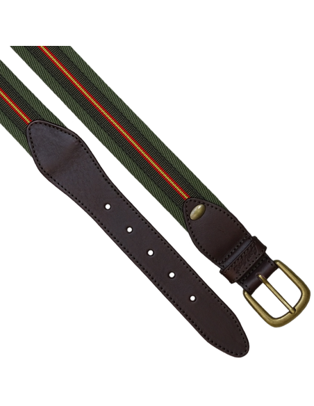 CINTURÓN "BANDERA" LONETA/PIEL CAQUI