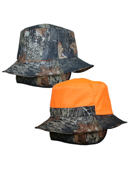 SOMBRERO OREJERAS IMPERM. REVERSIBLE CAMU/NARANJA - TALLA M