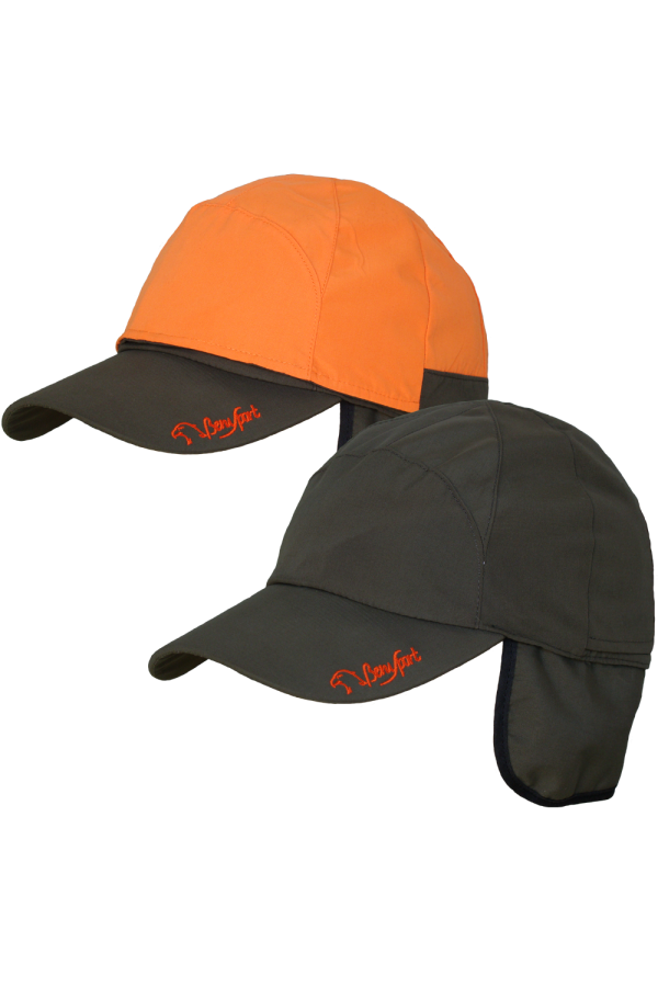 GORRA OREJERAS IMPERMEABLE- REVERSIBLE CAQUI/NARANJA