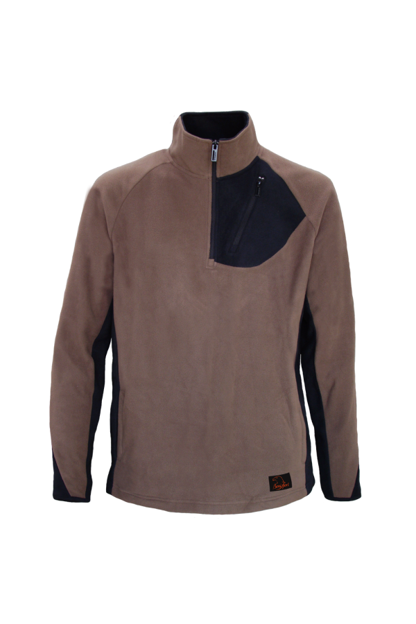 CAMISETA MICROPOLAR MARRON  "ARCE" CUELLO CREMALLERA