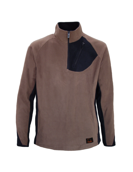 CAMISETA MICROPOLAR MARRON  "ARCE" CUELLO CREMALLERA