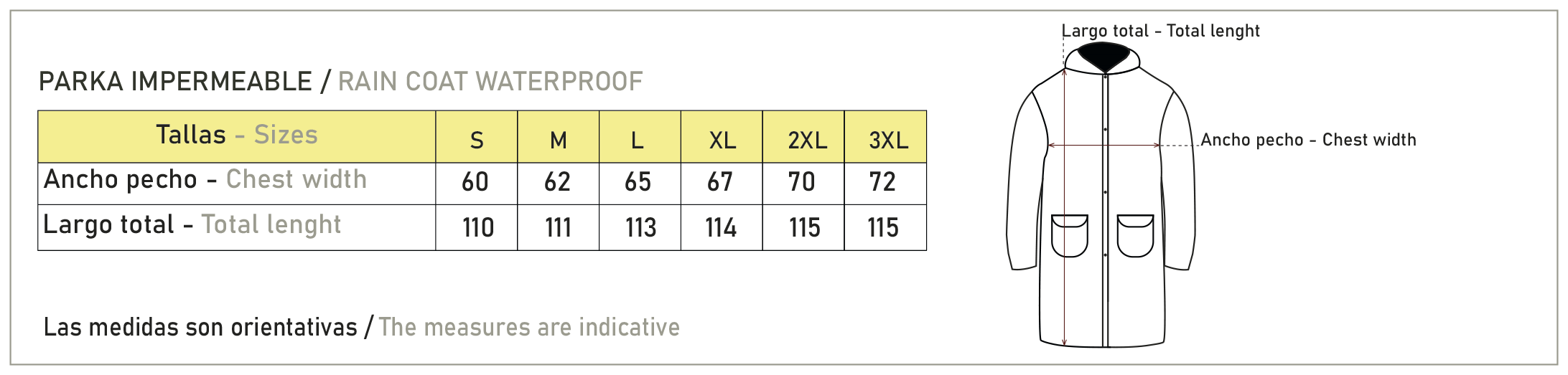 GUÍA DE TALLAS PARKA
